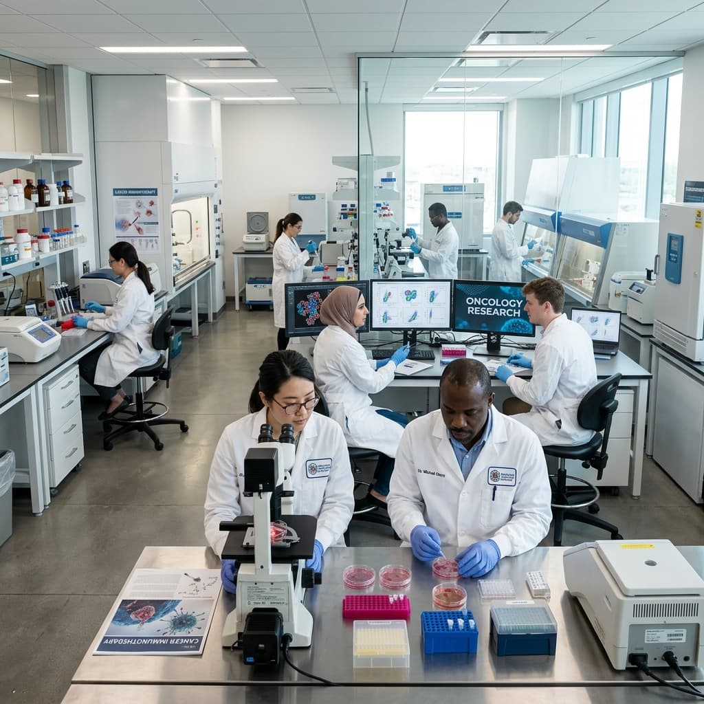 Clinical research laboratory with scientists